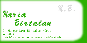 maria birtalan business card